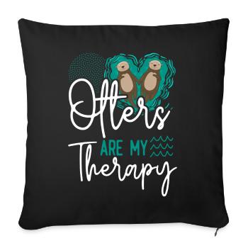 Otter Otters Are My Therapy - Sofa pillowcase 17,3'' x 17,3'' (45 x 45 cm) - black - Front