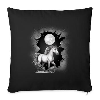 Fabelwesen Pferd Pferde Einhorn Einhörner Mond - Sofakissenbezug 45 x 45 cm - Schwarz - Vorne