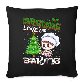 Christmas, Love and Baking, Sweet Holiday Joy - Sofa pillowcase 17,3'' x 17,3'' (45 x 45 cm) - black - Front