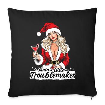 Santa's Little Troublemaker Weihnachts Mütze - Sofakissenbezug 45 x 45 cm - Schwarz - Vorne