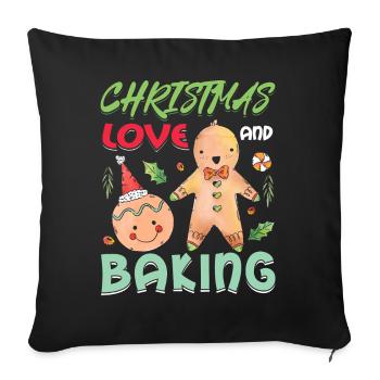 Christmas, Love and Baking, Sweet Holiday Joy - Sofa pillowcase 17,3'' x 17,3'' (45 x 45 cm) - black - Front