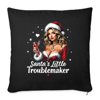 Santa's Little Troublemaker Weihnachts Mütze - Sofakissenbezug 45 x 45 cm - Schwarz - Vorne