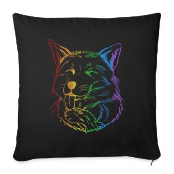 Renard LGBT Arc-en-ciel Caninae Renard roux Canidés renard - Housse de coussin décorative 45 x 45 cm - noir - Devant