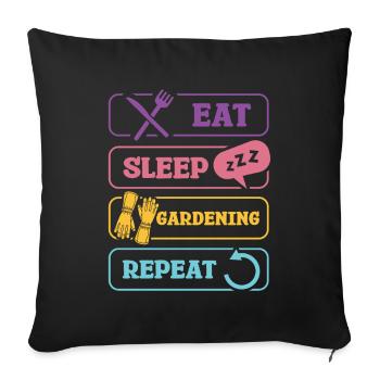 Eat Sleep Gardening Repeat Funnier - Sofa pillowcase 17,3'' x 17,3'' (45 x 45 cm) - black - Front