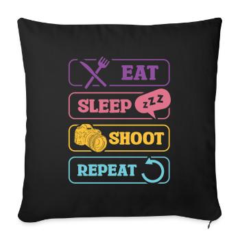 Eat Sleep Shoot Repeat Camera Motif - Sofa pillowcase 17,3'' x 17,3'' (45 x 45 cm) - black - Front