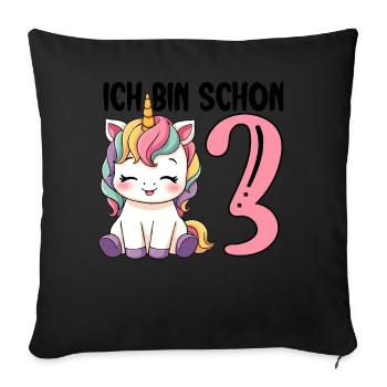 I'm Already Three Unicorn 3rd Birthday - Sofa pillowcase 17,3'' x 17,3'' (45 x 45 cm) - black - Front