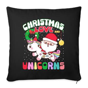 Licorne Chevaux Cavaliers Noël Amour Équitation - Housse de coussin décorative 45 x 45 cm - noir - Devant