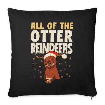 Loutre Noël Jeu de mots Tous Les - Housse de coussin décorative 45 x 45 cm - noir - Devant