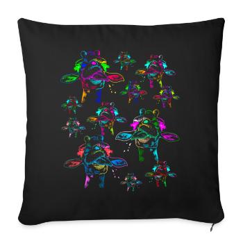 Girafes arc-en-ciel Girafe Enfants Enfant Zoo Animaux - Housse de coussin décorative 45 x 45 cm - noir - Devant