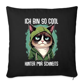 I'm So Cool Behind Me Snowy Cat - Sofa pillowcase 17,3'' x 17,3'' (45 x 45 cm) - black - Front