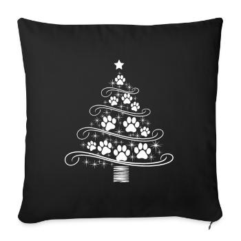 Christmas Tree Paw Paw Print Dog Cat Wau - Sofa pillowcase 17,3'' x 17,3'' (45 x 45 cm) - black - Front