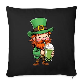 Leprechaun Bubble Tea St Patrick's Day - Sofa pillowcase 17,3'' x 17,3'' (45 x 45 cm) - black - Front