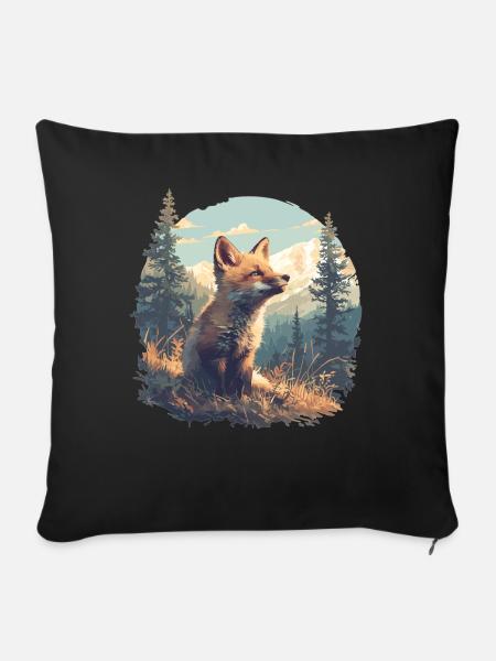 Füchse Fuchs - Sofakissenbezug 45 x 45 cm - Schwarz