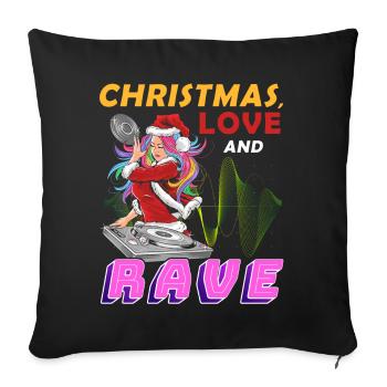 Noël Disco, Rave, Techno, House, Goa, Fête - Housse de coussin décorative 45 x 45 cm - noir - Devant