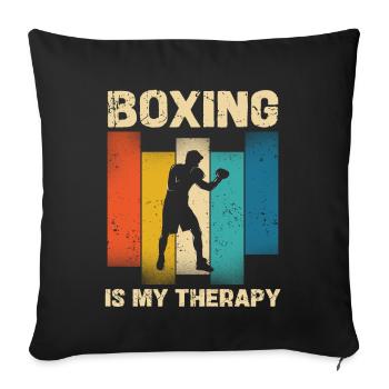 La boxe est ma thérapie style rétro - Housse de coussin décorative 45 x 45 cm - noir - Devant