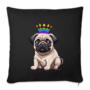 LGBT Carlin Chien Chiens Drapeau Arc-en-ciel - Housse de coussin décorative 45 x 45 cm - noir - Devant