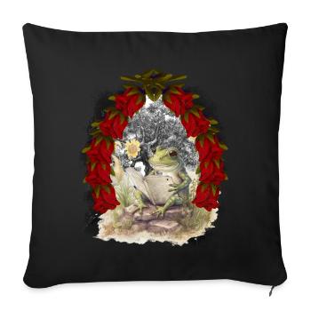grenouille grenouilles conte de fées conte de fées personnage Noël - Housse de coussin décorative 45 x 45 cm - noir - Devant