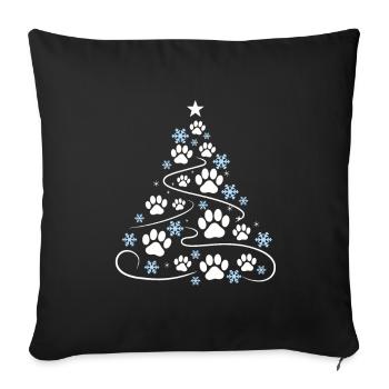 Christmas Christmas Tree Paw Paw Print - Sofa pillowcase 17,3'' x 17,3'' (45 x 45 cm) - black - Front