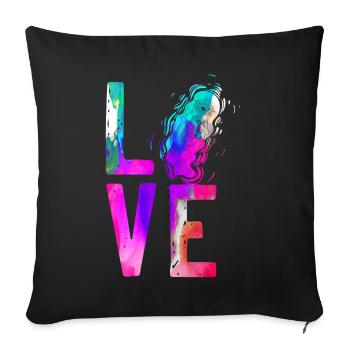 Otter Watercolor Love - Sofa pillowcase 17,3'' x 17,3'' (45 x 45 cm) - black - Front