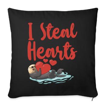 Otter Valentines Day I Steal - Sofa pillowcase 17,3'' x 17,3'' (45 x 45 cm) - black - Front