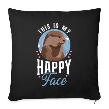Loutre : c’est mon visage heureux - Housse de coussin décorative 45 x 45 cm - noir - Devant