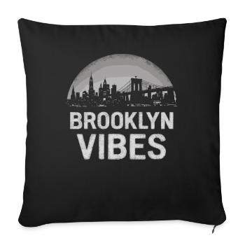 Pont Brooklyn Vibes, New York, New York - Housse de coussin décorative 45 x 45 cm - noir - Devant