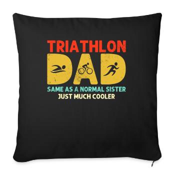 Triathlon Papa Triathlète Rétro Marathon Papa - Housse de coussin décorative 45 x 45 cm - noir - Devant