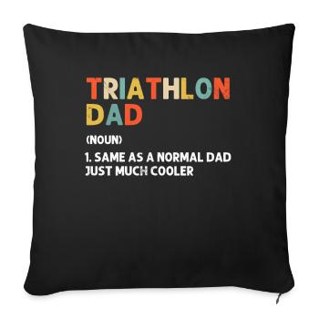 Triathlon Papa Schwimmen Rad Laufen Marathoner Retro - Sofakissenbezug 45 x 45 cm - Schwarz - Vorne