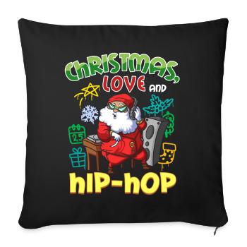 Noël, l’amour et le hip-hop, le look le plus frais du Père Noël - Housse de coussin décorative 45 x 45 cm - noir - Devant