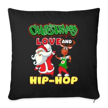 Noël, l’amour et le hip-hop, le look le plus frais du Père Noël - Housse de coussin décorative 45 x 45 cm - noir - Devant