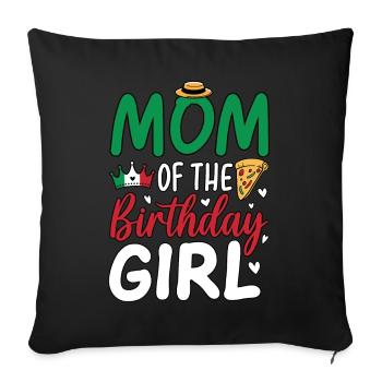 Maman de la fille d’anniversaire - Housse de coussin décorative 45 x 45 cm - noir - Devant