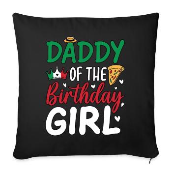 Papa de la fille d’anniversaire - Housse de coussin décorative 45 x 45 cm - noir - Devant