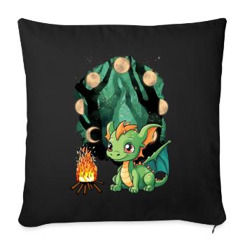 Dragon Dragon Campfire Mythical Creature Child Kids - Sofa pillowcase 17,3'' x 17,3'' (45 x 45 cm) - black - Front