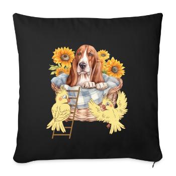 Animaux de compagnie Chien Chiens Oiseaux Oiseaux Amis Enfants - Housse de coussin décorative 45 x 45 cm - noir - Devant