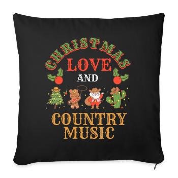 Christmas, Love Country Music Christmas Concerts - Sofa pillowcase 17,3'' x 17,3'' (45 x 45 cm) - black - Front
