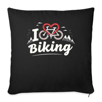 I Love Biking Bicycle Cycling Gravel Bike Mtb - Sofa pillowcase 17,3'' x 17,3'' (45 x 45 cm) - black - Front