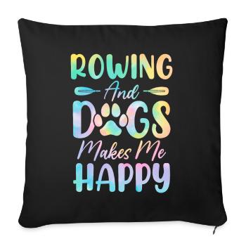 Ramer Et Les Chiens Me Rend Heureux Drôle Chien Tie Dye - Housse de coussin décorative 45 x 45 cm - noir - Devant