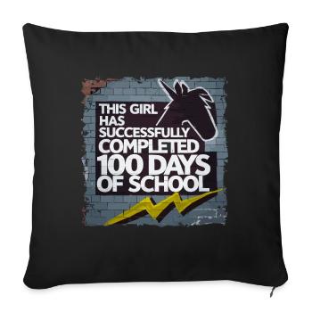 Funny Outfit teacher & student 100 days of school - Sofa pillowcase 17,3'' x 17,3'' (45 x 45 cm) - black - Front