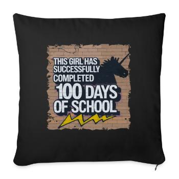 Funny Outfit teacher & student 100 days of school - Sofa pillowcase 17,3'' x 17,3'' (45 x 45 cm) - black - Front