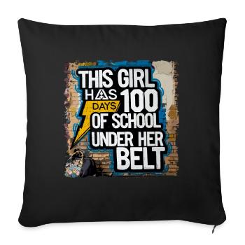 Funny Outfit teacher & student 100 days of school - Sofa pillowcase 17,3'' x 17,3'' (45 x 45 cm) - black - Front
