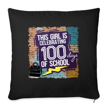 Funny Outfit teacher & student 100 days of school - Sofa pillowcase 17,3'' x 17,3'' (45 x 45 cm) - black - Front