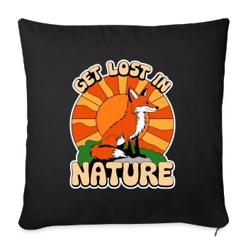 Get lost in Nature Nature Fox Forest Hiking Sun - Sofa pillowcase 17,3'' x 17,3'' (45 x 45 cm) - black - Front