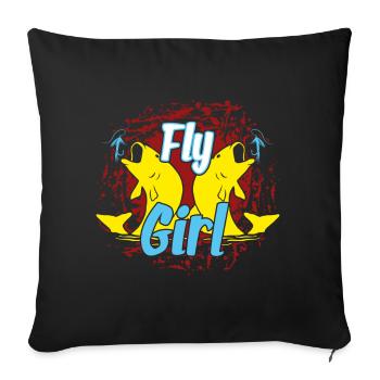 Fly Fishing Girl - Sofa pillowcase 17,3'' x 17,3'' (45 x 45 cm) - black - Front