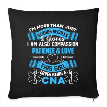 CNA Loves Being A CNA - Sofa pillowcase 17,3'' x 17,3'' (45 x 45 cm) - black - Front