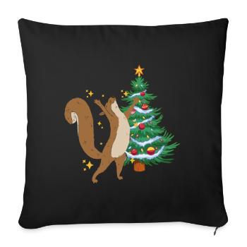 Christmas Tree Christmas Tree Squirrel Xmas - Sofa pillowcase 17,3'' x 17,3'' (45 x 45 cm) - black - Front