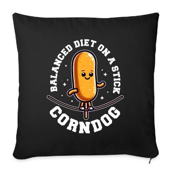 BALANCED DIET ON A STICK - CORNDOG - Sofa pillowcase 17,3'' x 17,3'' (45 x 45 cm) - black - Front