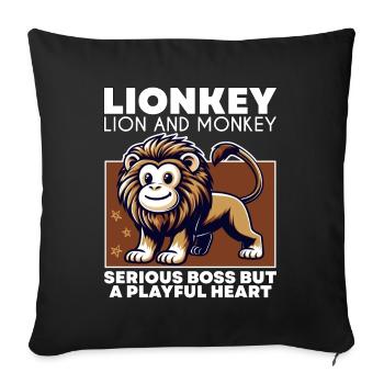 LEADER SÉRIEUX MAIS CŒUR JOUEUR - LION & SINGE - Housse de coussin décorative 45 x 45 cm - noir - Devant