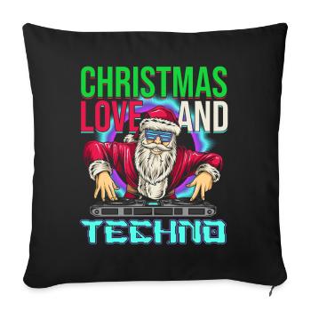 Noël Disco, Rave, Techno, House, Goa, Fête - Housse de coussin décorative 45 x 45 cm - noir - Devant
