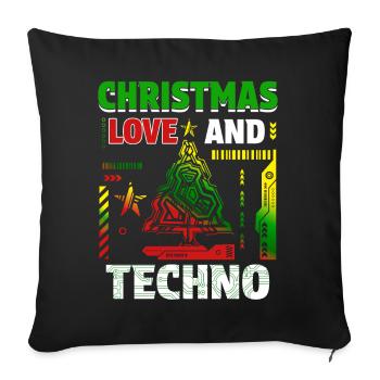 Noël Disco, Rave, Techno, House, Goa, Fête - Housse de coussin décorative 45 x 45 cm - noir - Devant