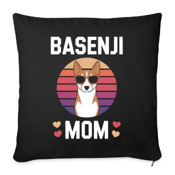 Basenji disant maman chien drôle Basenji cadeau - Housse de coussin décorative 45 x 45 cm - noir - Devant